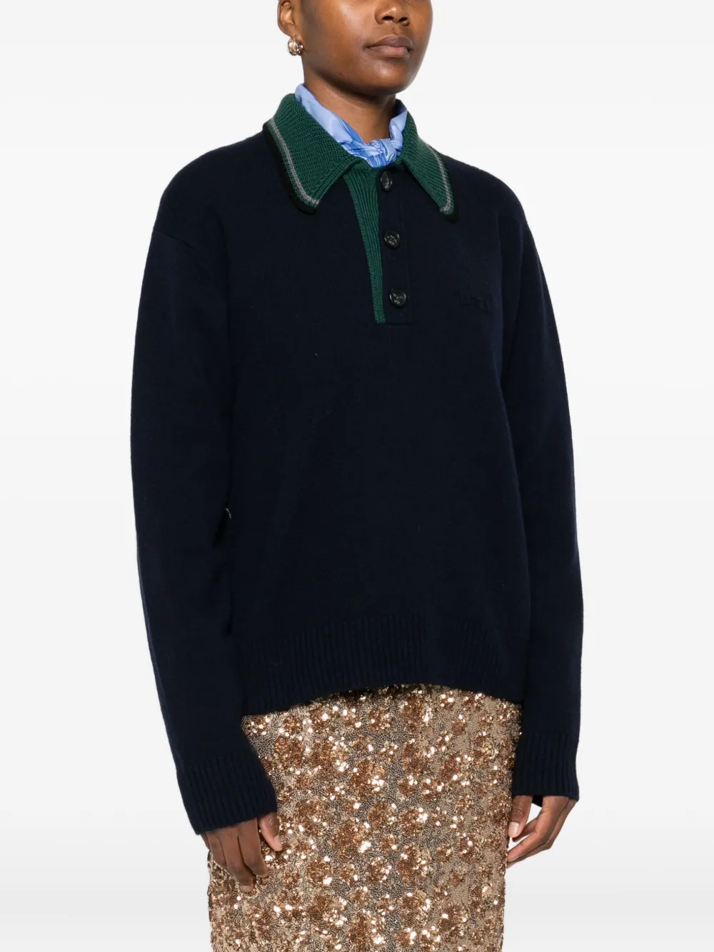 N°21 Buttoned Polo Top In Blue