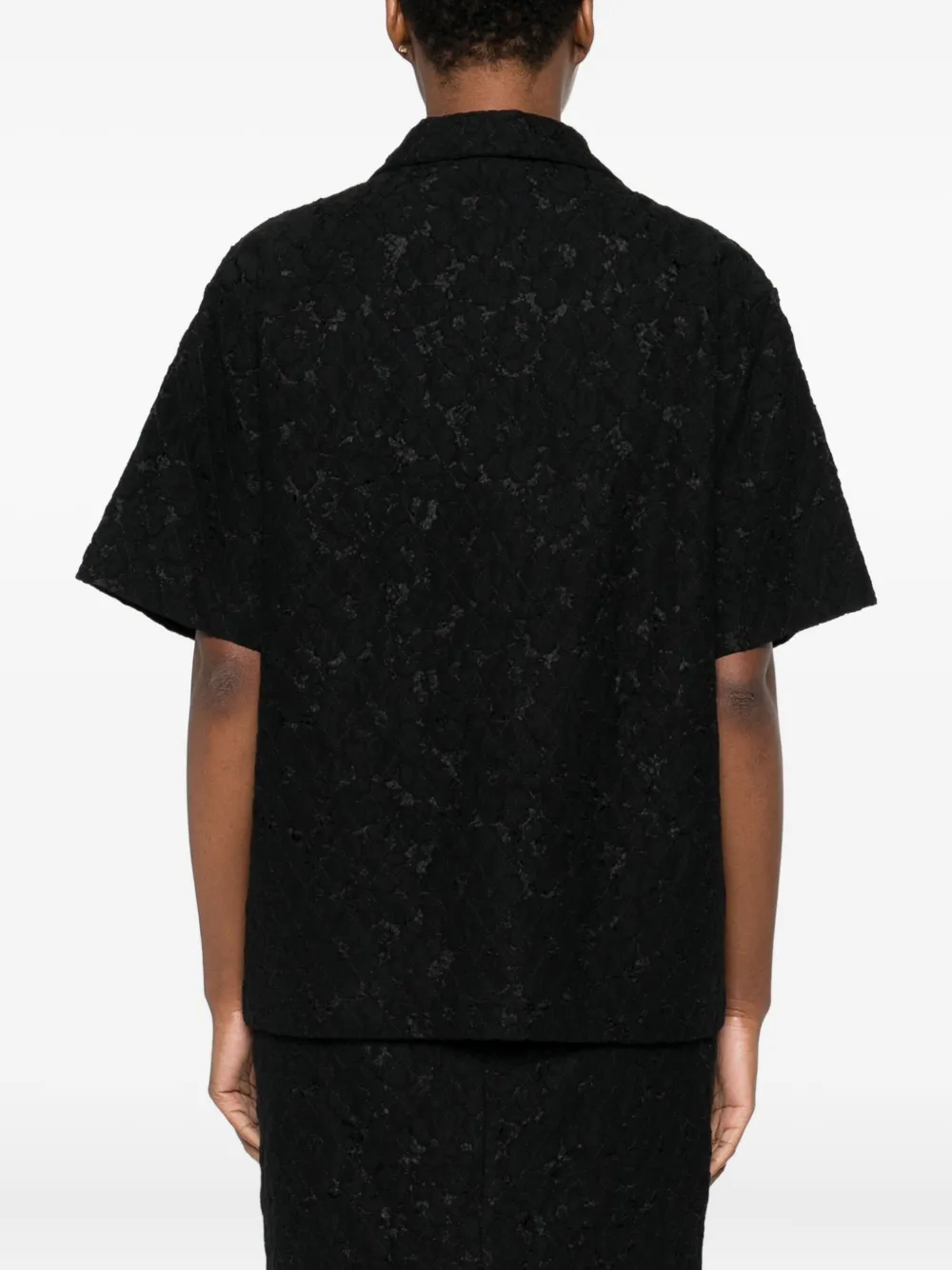 N°21 Lace-embellishment Polo Top In Black