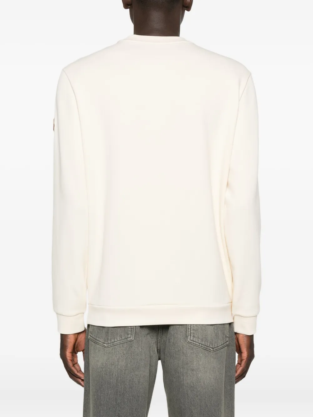 Moncler Logo-patch Crew Neck Sweatshirt In Neutral
