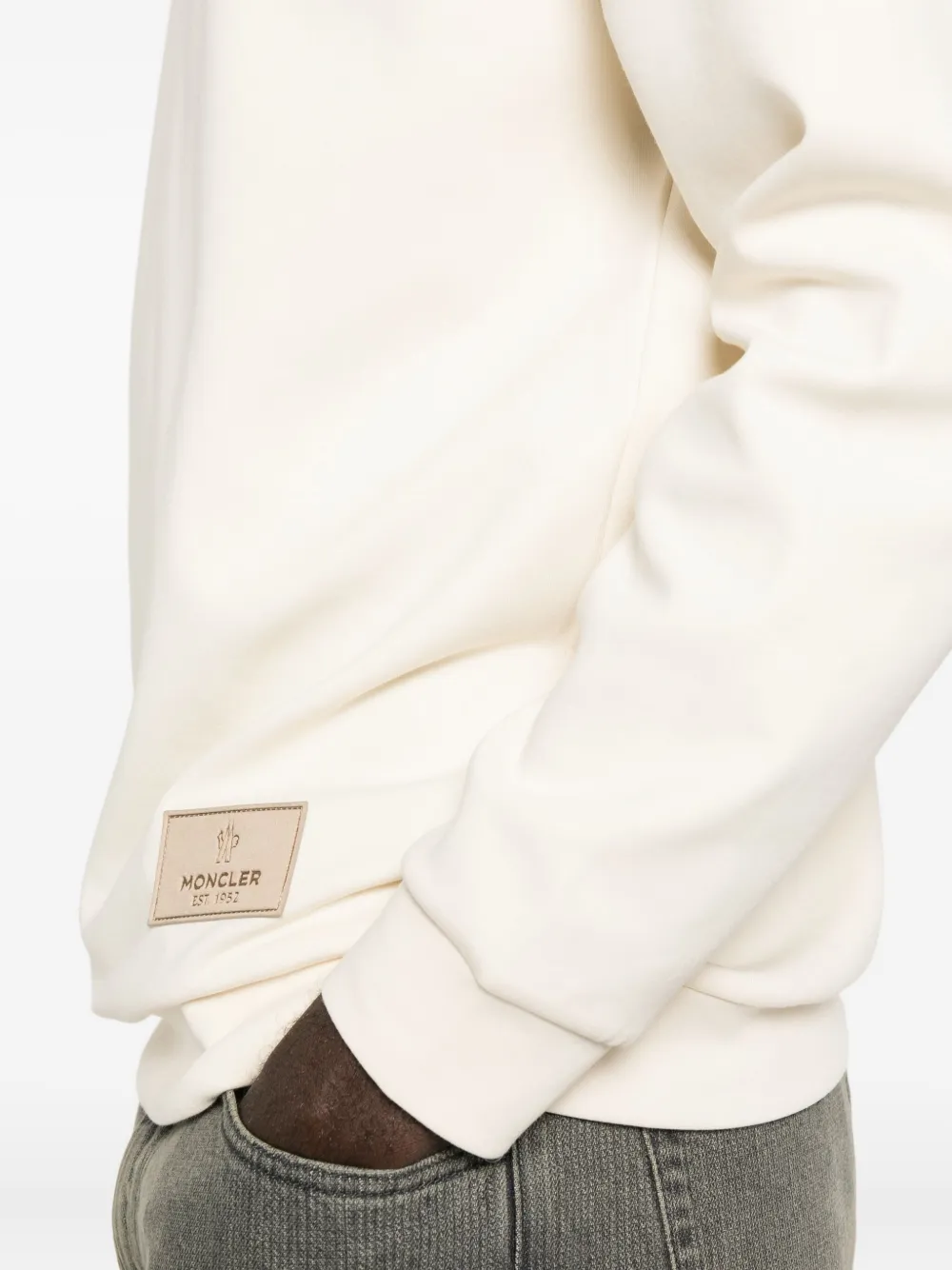 Moncler Logo-patch Crew Neck Sweatshirt In Neutral