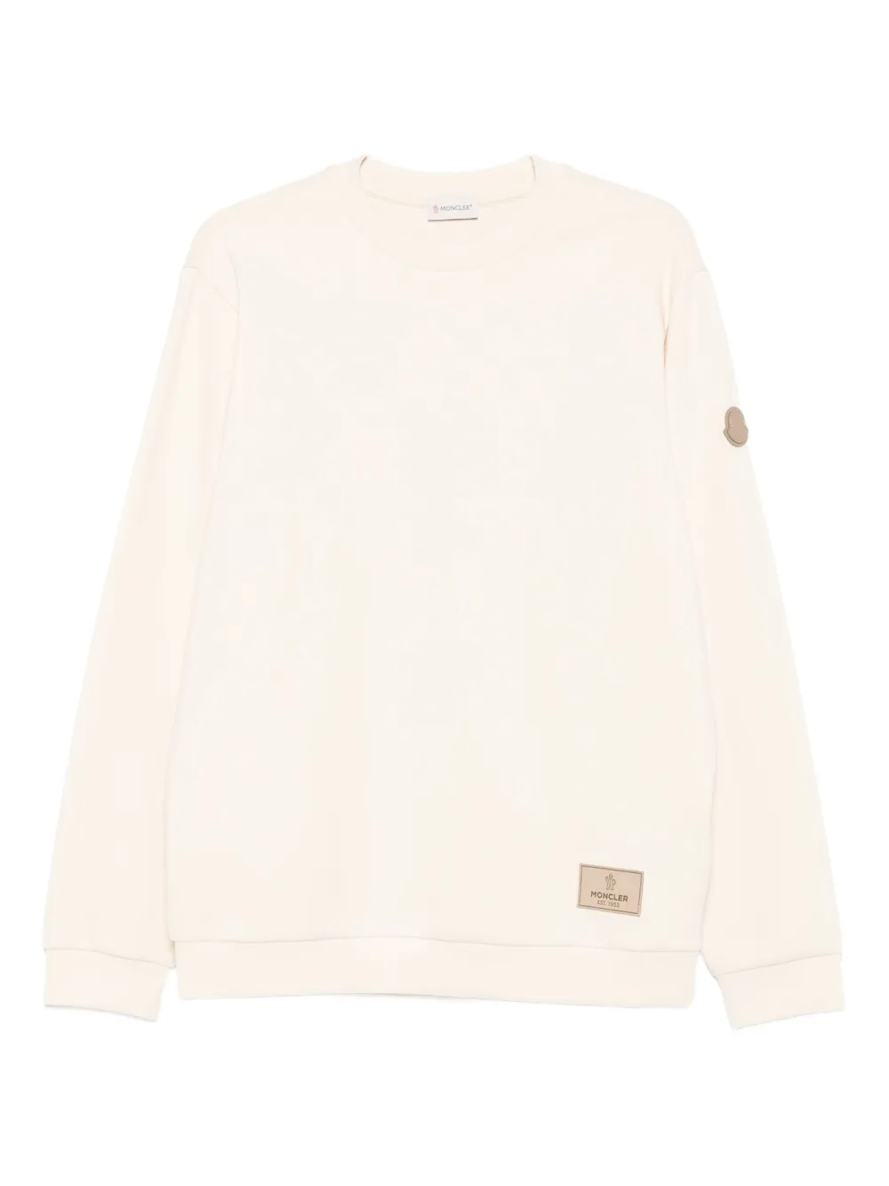 Moncler logo-patch crew neck sweatshirt | Neutrals | Image 1