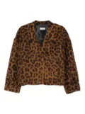 Alberto Biani leopard-print button jacket - Brown