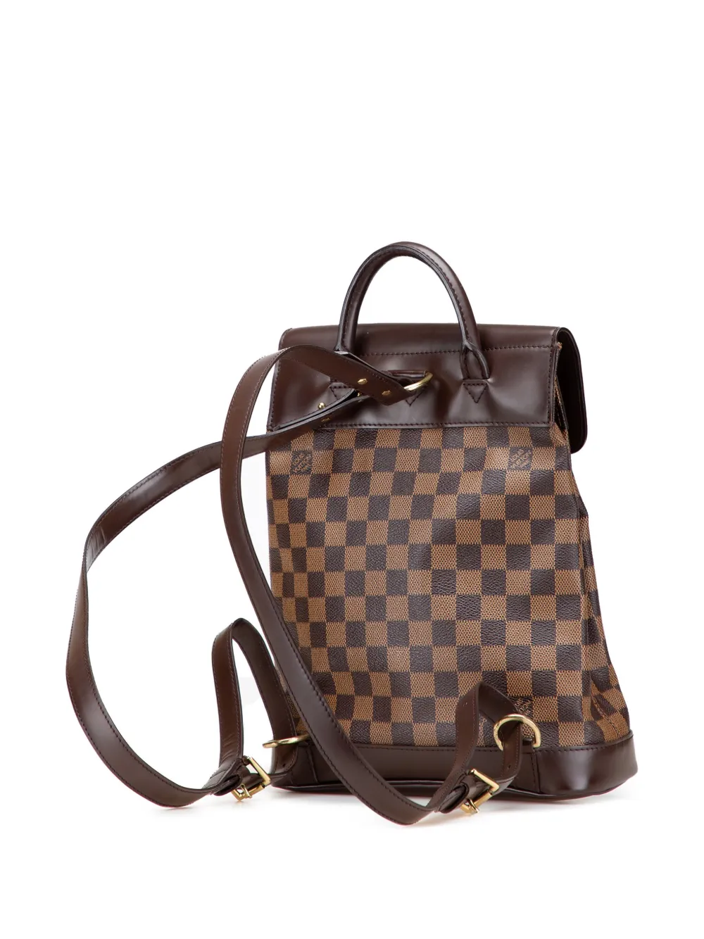 Pre-owned Louis Vuitton 2004 Damier Ebene Soho Backpack In Brown