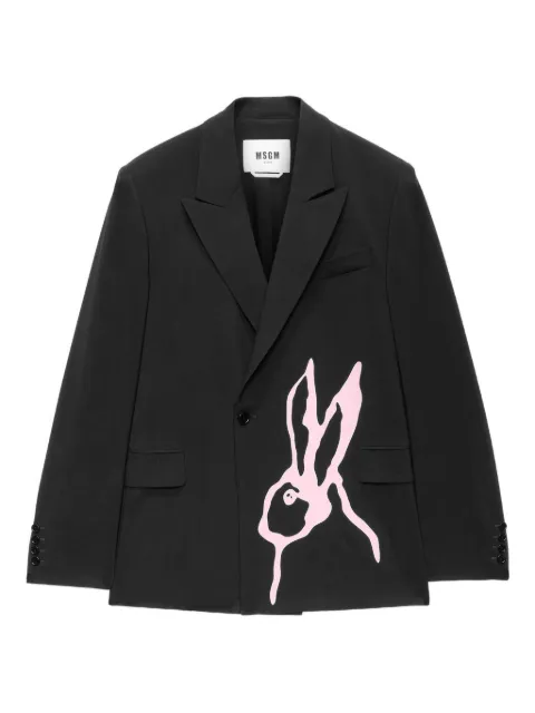 MSGM rabbit-print single-breasted blazer
