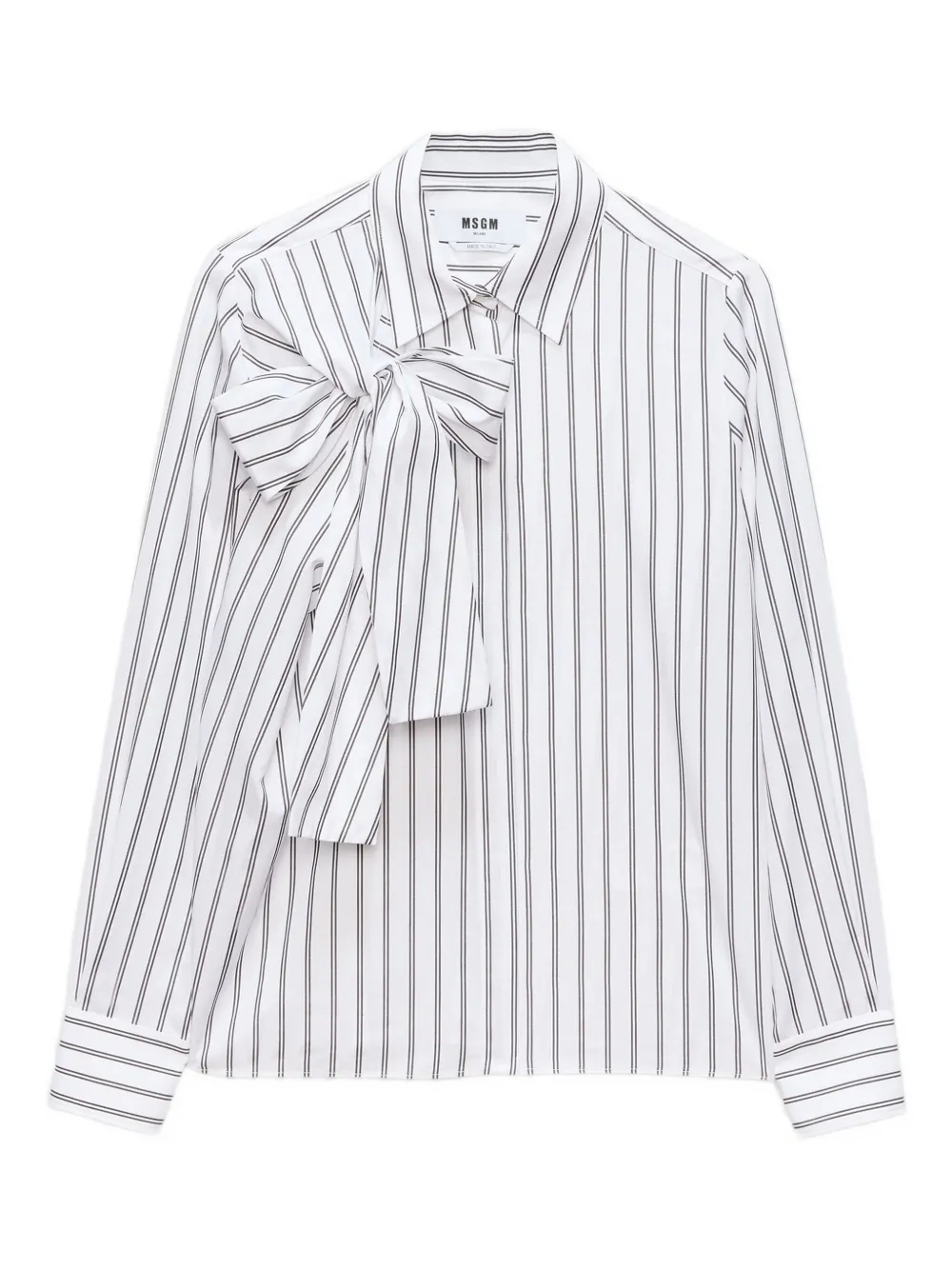 Msgm Striped Bow-detail Shirt In Multi
