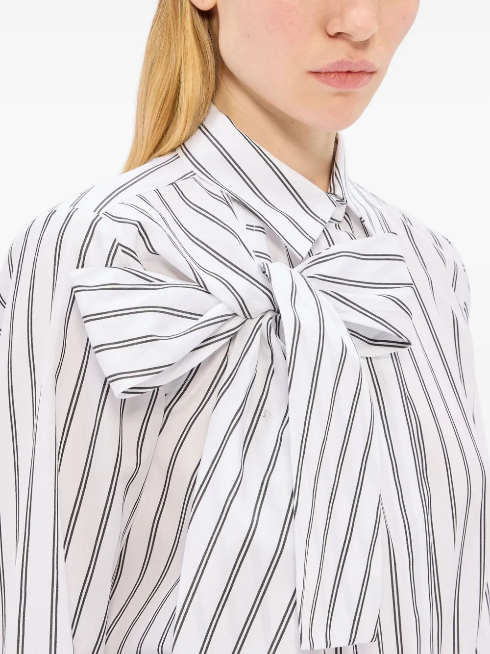 Msgm Striped Bow-detail Shirt In Multi