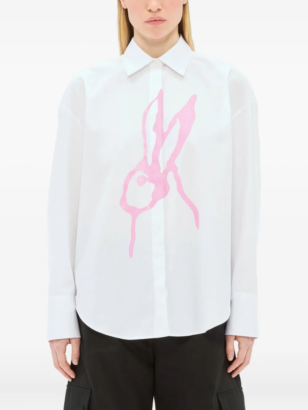 Msgm Rabbit-print Shirt In White