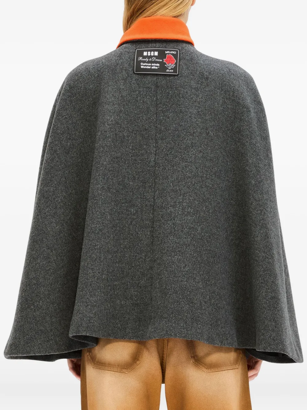 Msgm Attached-scarf Cape In Gray