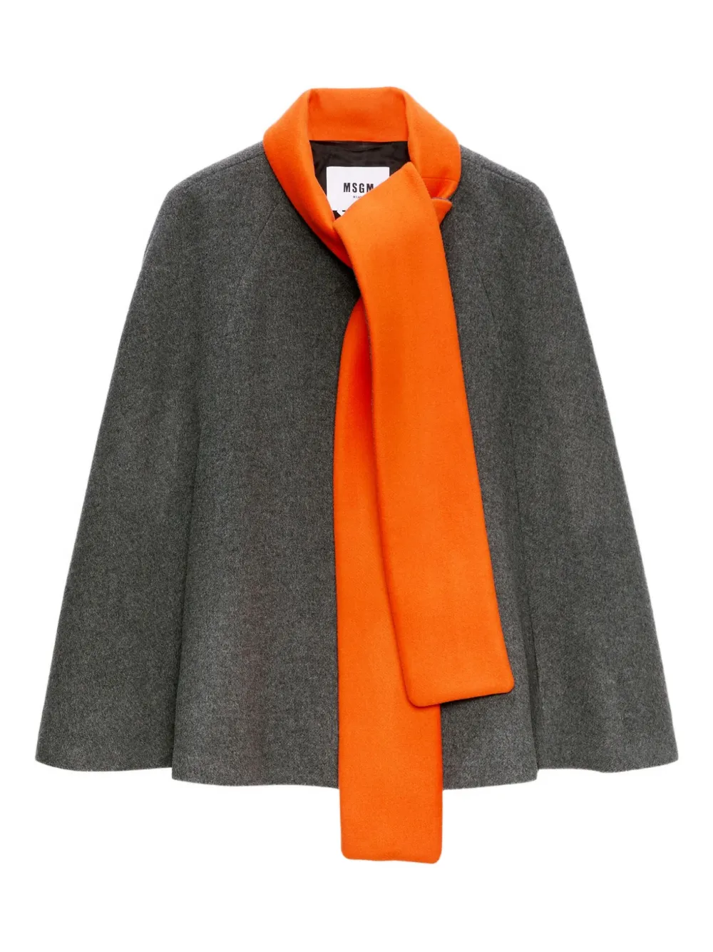 Msgm Attached-scarf Cape In Gray