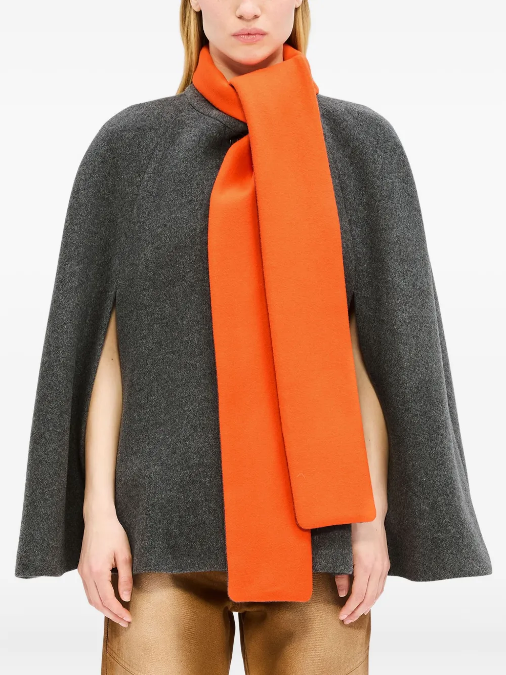 Msgm Attached-scarf Cape In Gray