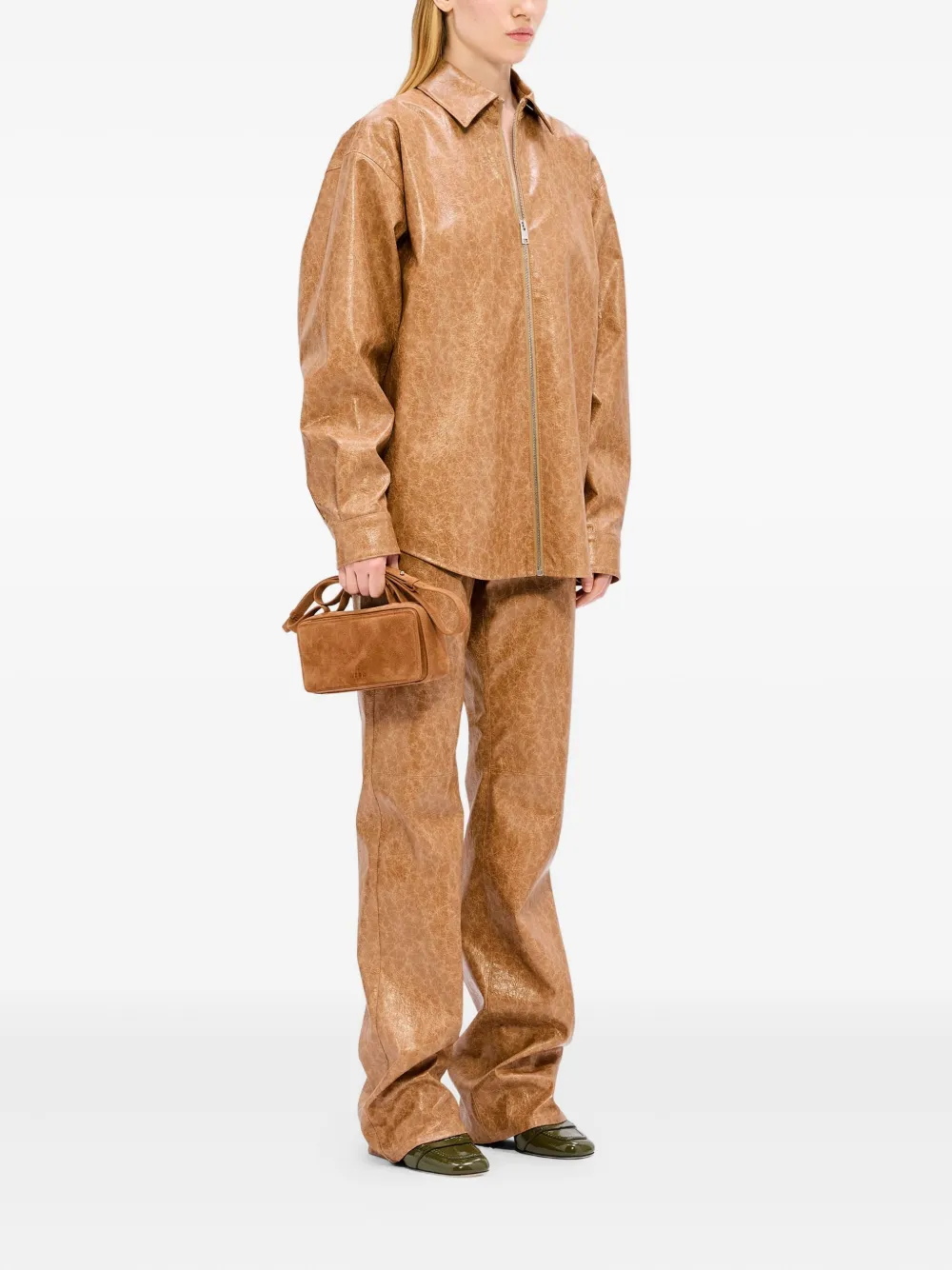 MSGM zip-up collared coat - Beige