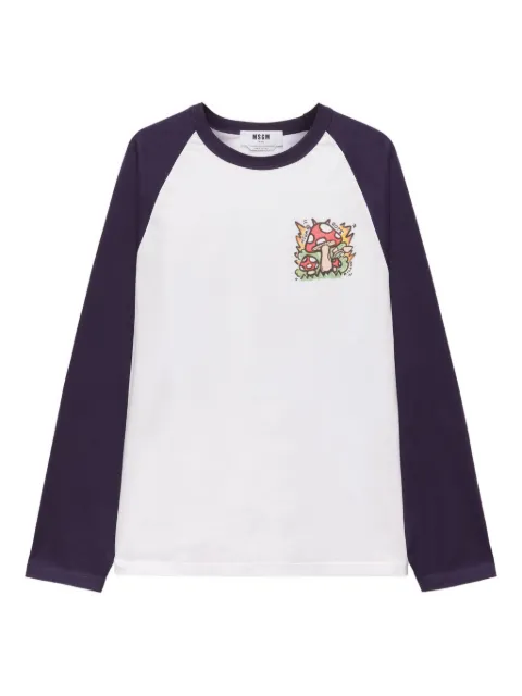 MSGM long-sleeve graphic-print T-shirt