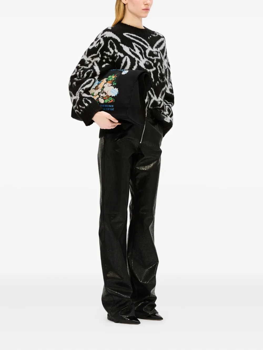 Msgm Rabbit-print Sweatshirt In Black