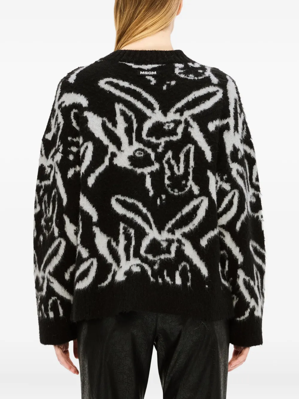 Msgm Rabbit-print Sweatshirt In Black