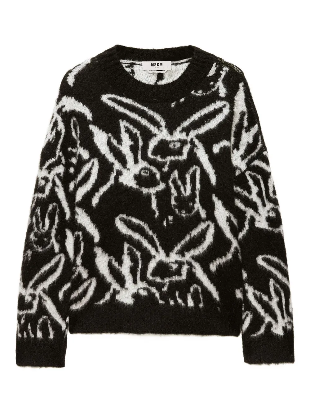 Msgm Rabbit-print Sweatshirt In Black
