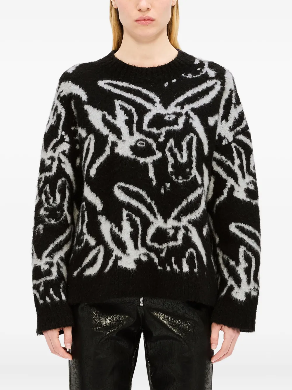 Msgm Rabbit-print Sweatshirt In Black