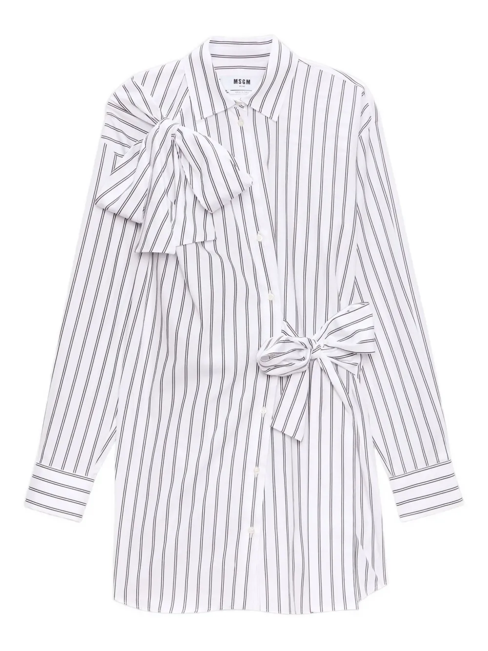 MSGM bow-detailed striped shirt dress | White | Image 1