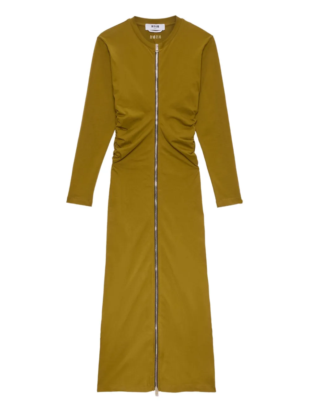MSGM zip-front gathered dress - グリーン MSGM zip-front gathered dress - グリーン