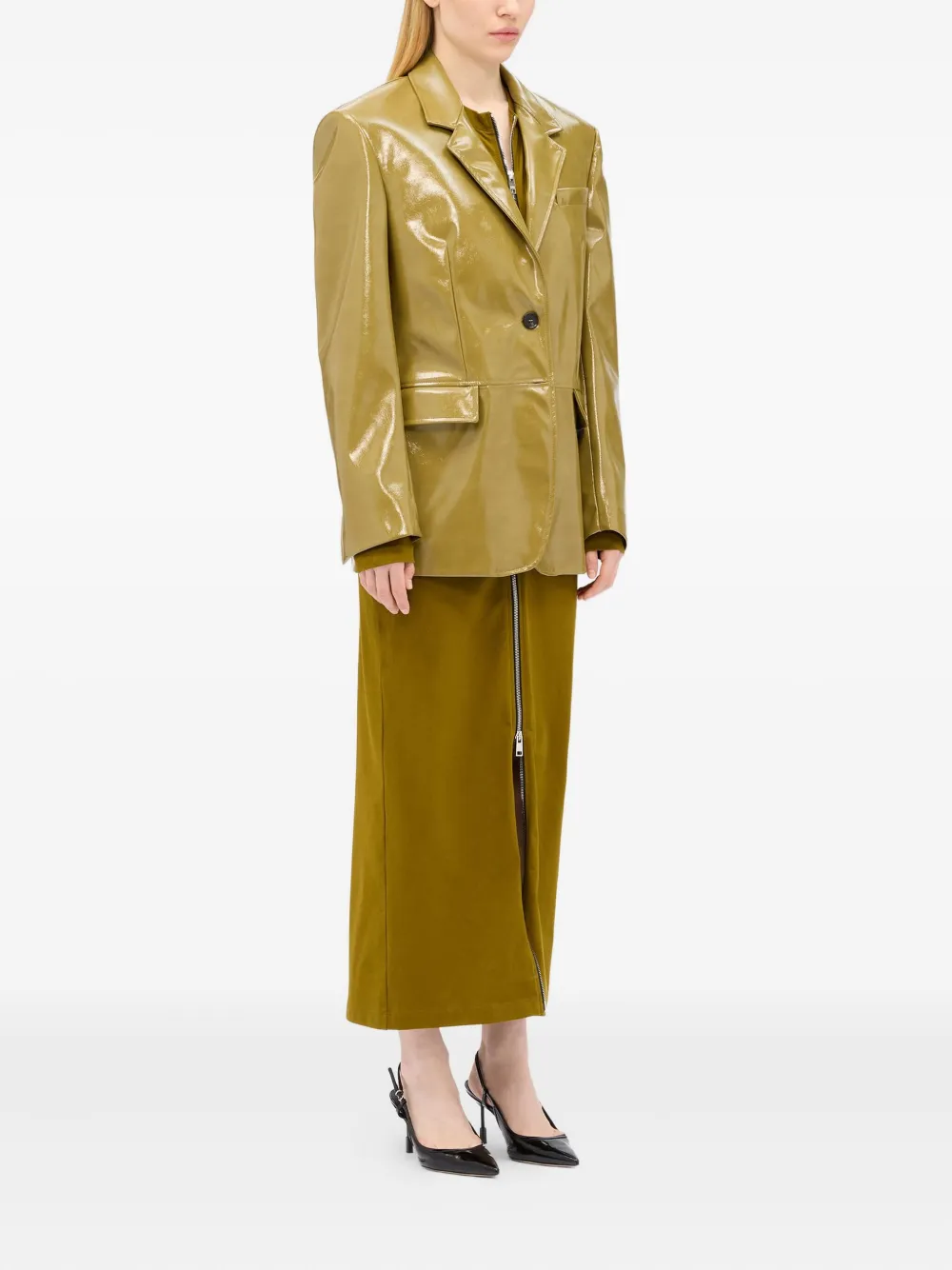 MSGM Gesmockte jurk met rits Groen