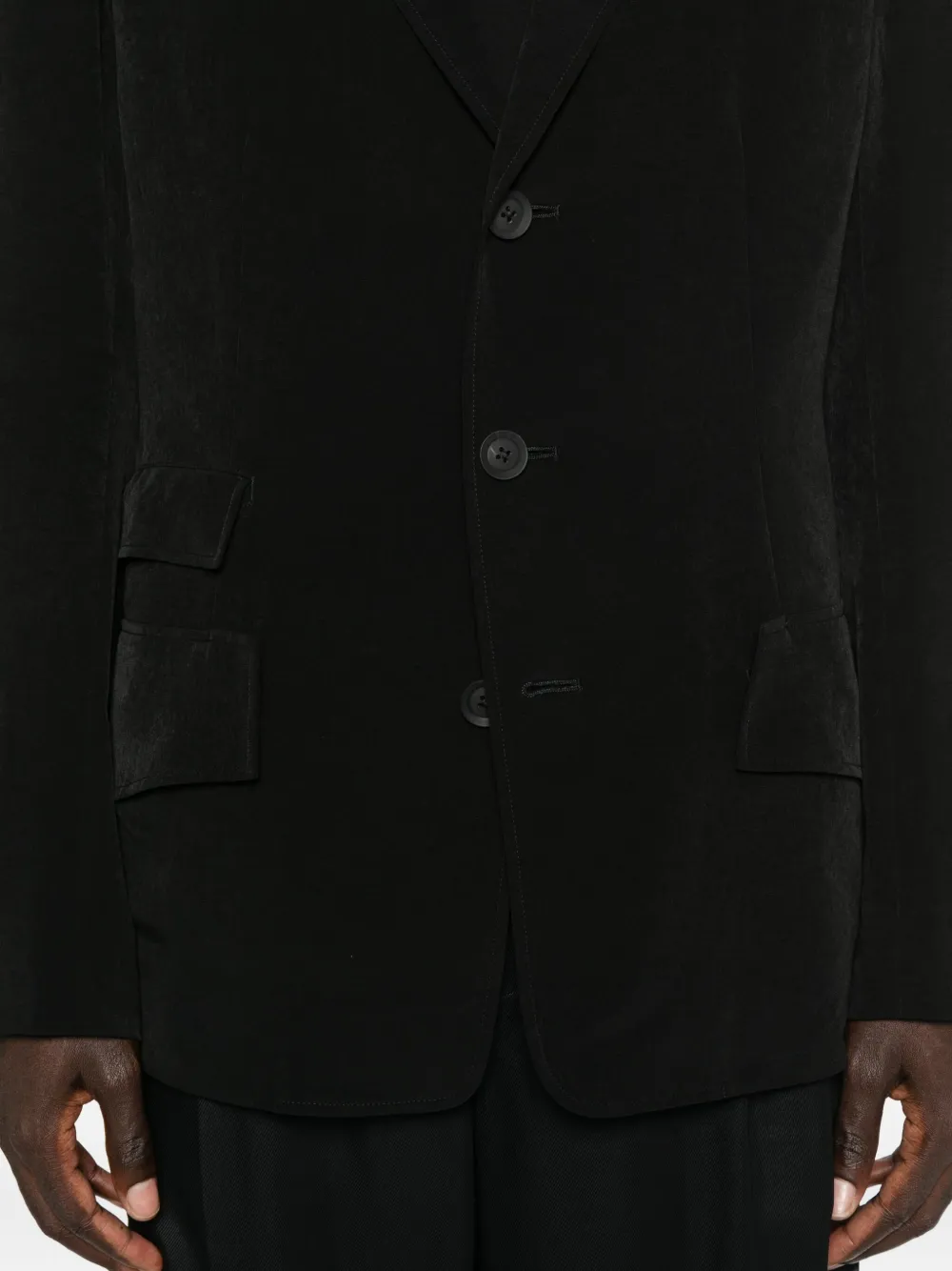 Yohji Yamamoto Three-button Patch-pocket Blazer In Black