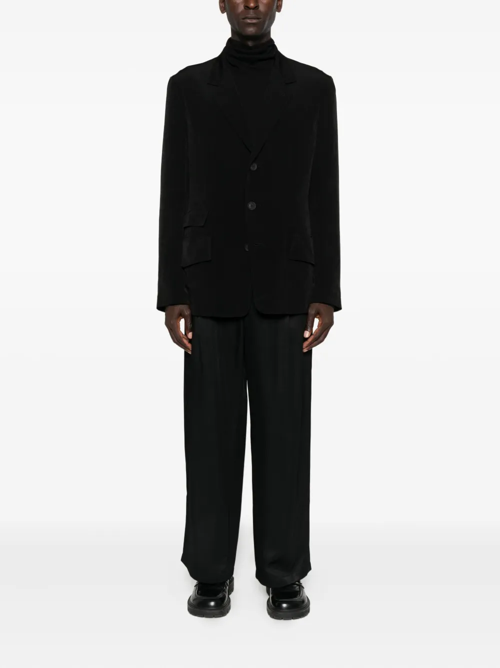 Yohji Yamamoto Three-button Patch-pocket Blazer In Black