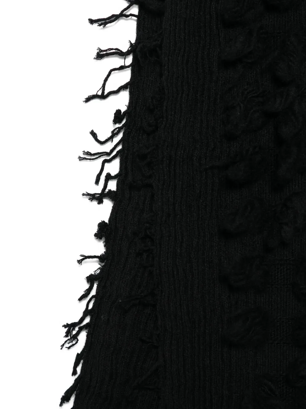 Yohji Yamamoto Fringed-trim Wool Scarf In Black