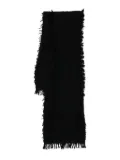 Yohji Yamamoto fringed-trim wool scarf - Black