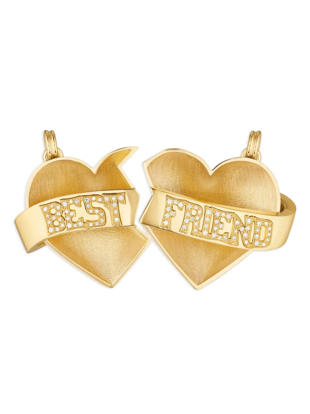 Marie Lichtenberg Ciondoli a cuore Best Friends in oro 18 carati con diamanti (2 pezzi)