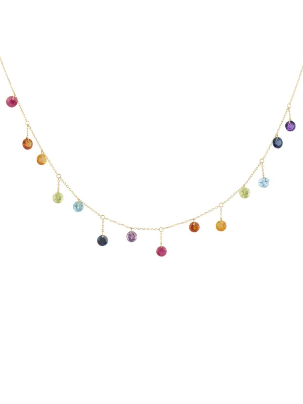 Persée Fourteen Hanging Chakras Necklace in Gold