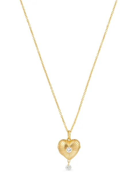 Persée 9K yellow gold diamond heart-pendant necklace