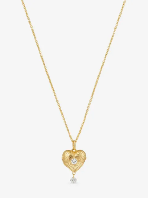 Persée 9CT yellow gold diamond heart-pendant necklace