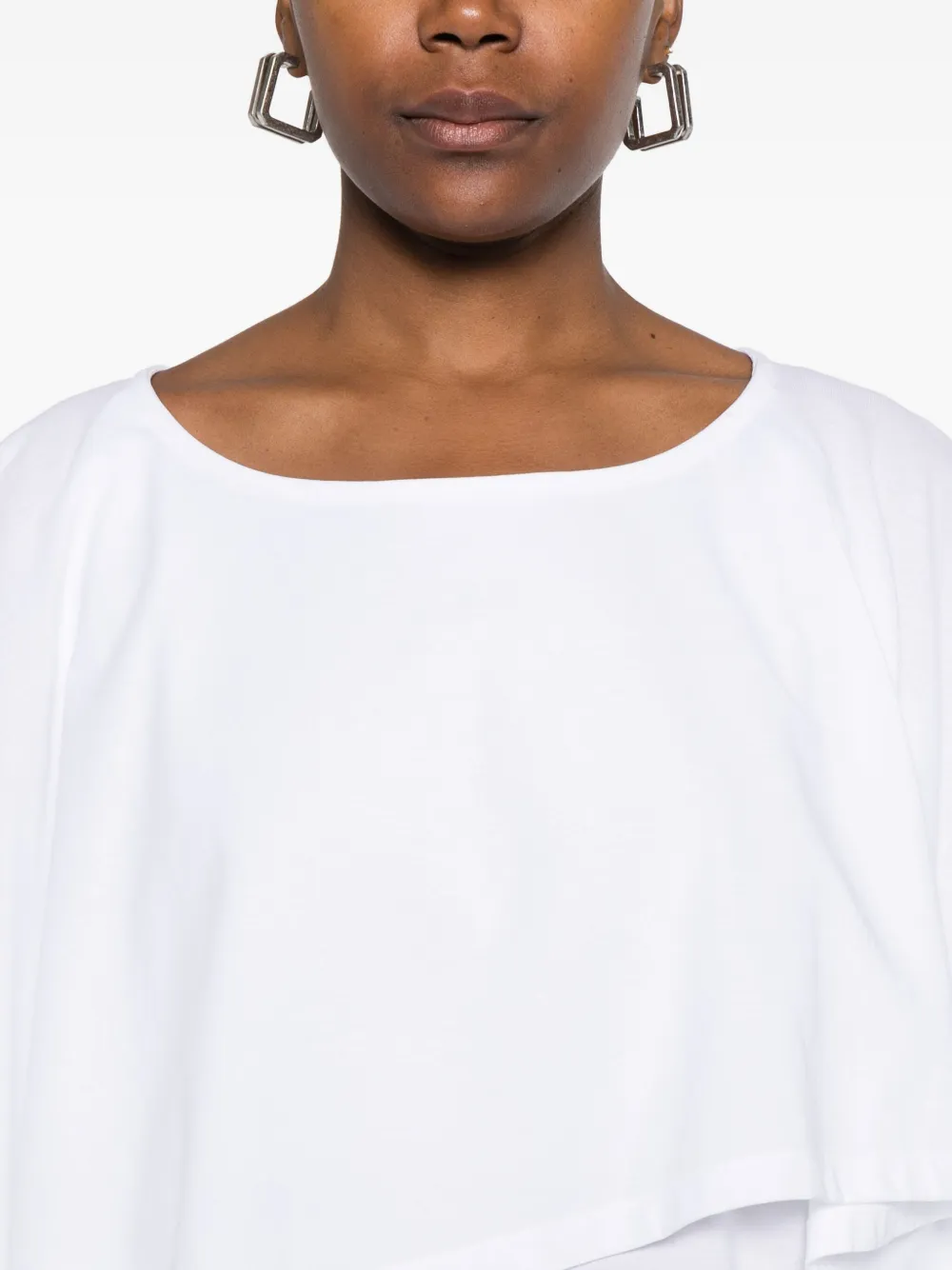 Issey Miyake Layered Draped Top In White
