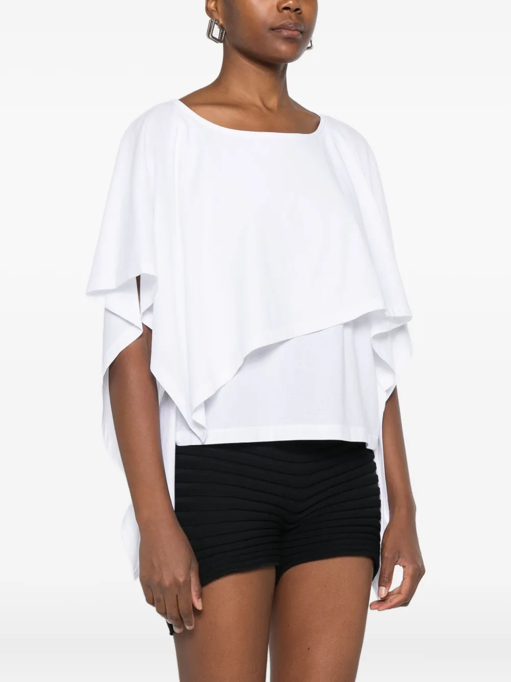 Issey Miyake Layered Draped Top In White