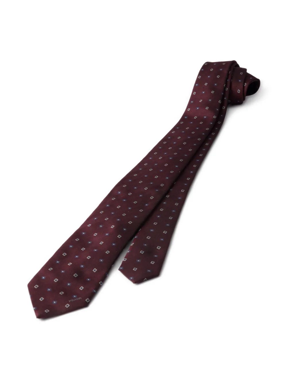 Prada geometric-pattern silk tie - Rood