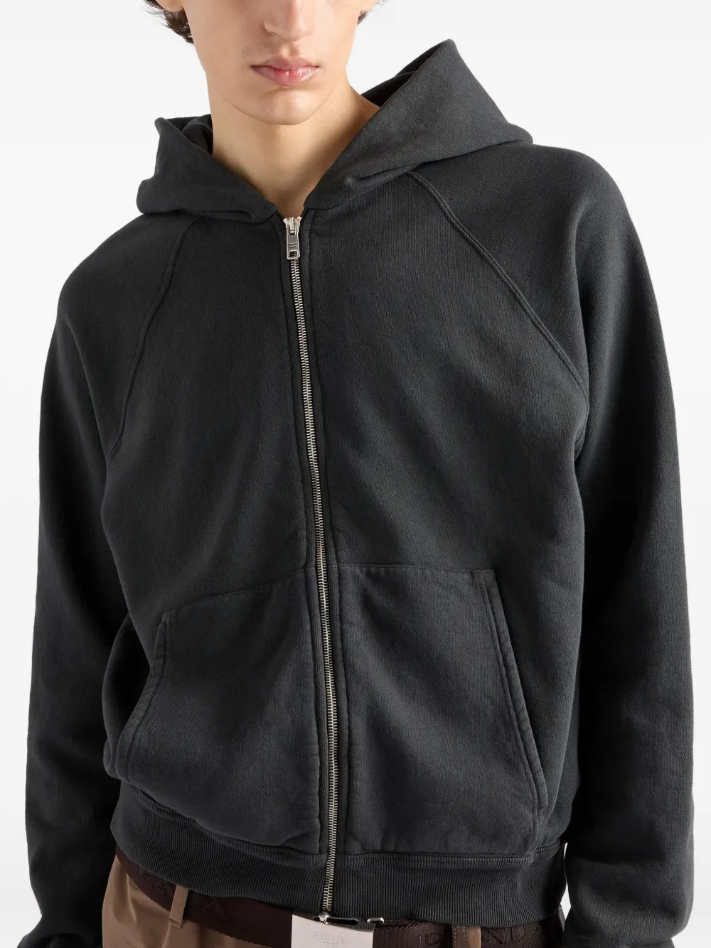 Prada zip-fastening hoodie Grijs