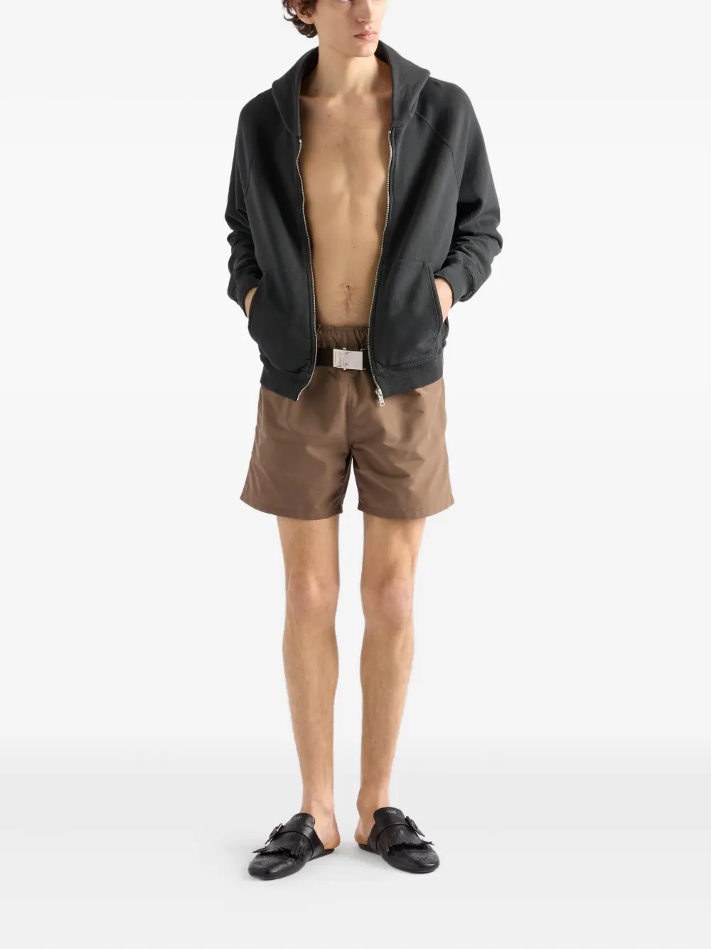 Prada zip-fastening hoodie Grijs