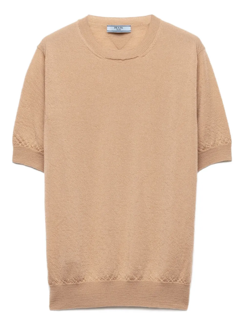 Prada short-sleeve ribbed-knit sweater Beige