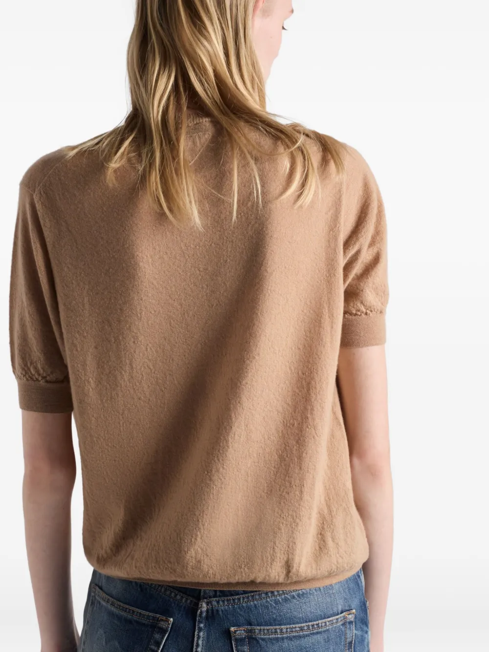 Prada short-sleeve ribbed-knit sweater Beige