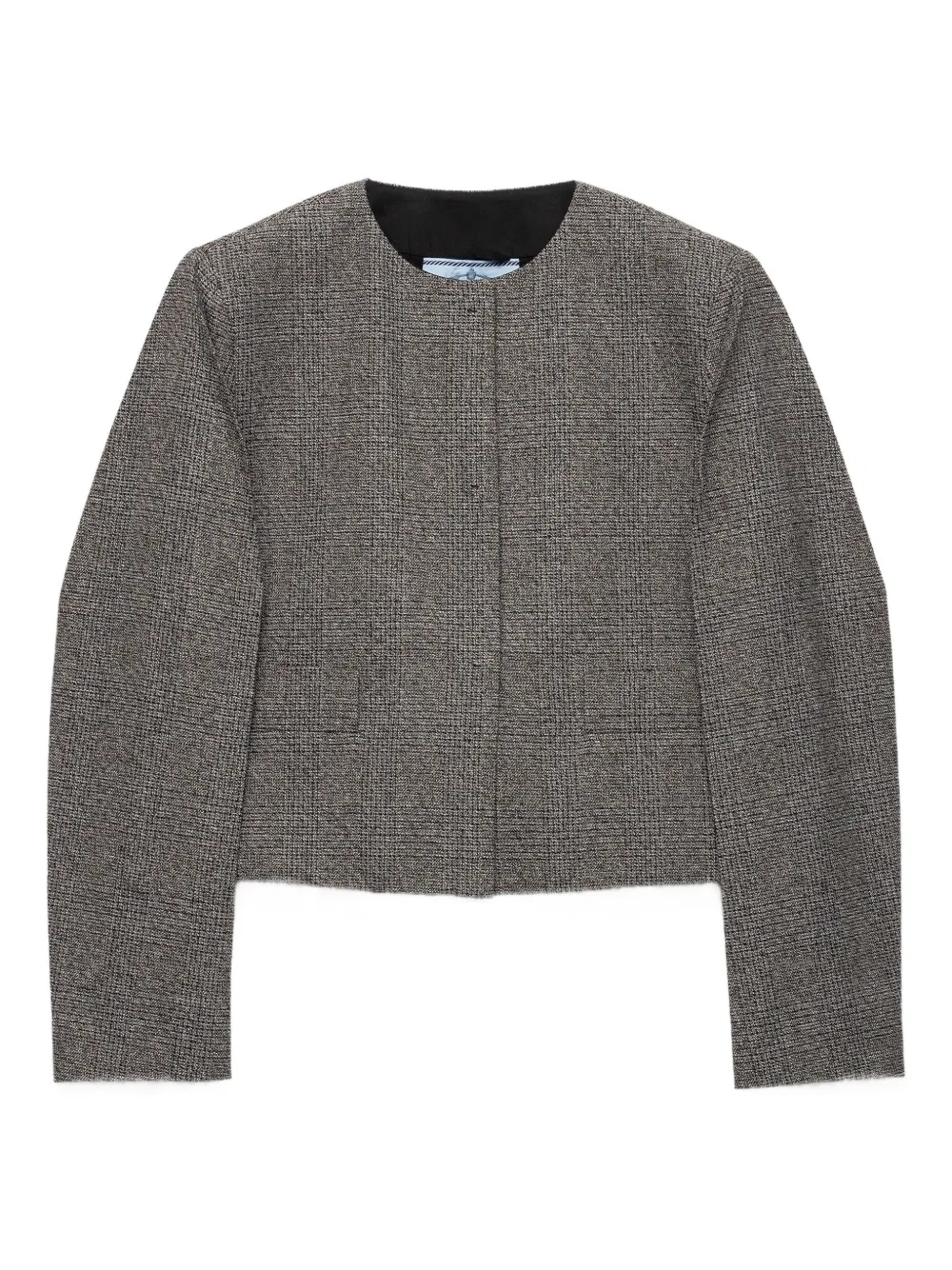 Prada Womens Grey Single-breasted Princes Of Wales Wool-blend Jacket In Gray