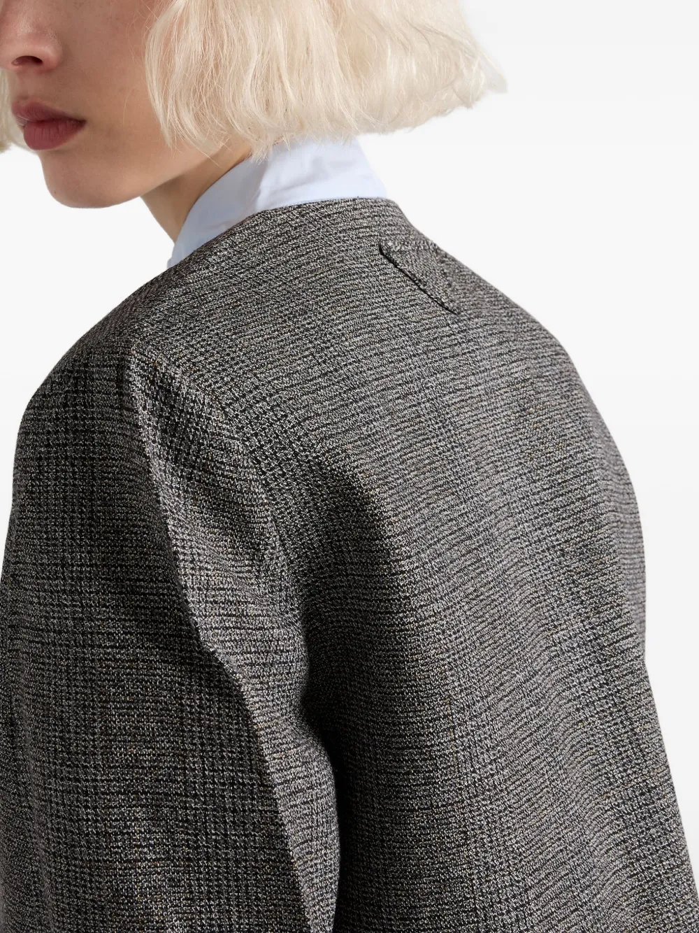 Prada Womens Grey Single-breasted Princes Of Wales Wool-blend Jacket In Gray