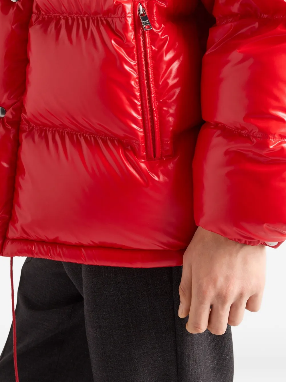 Prada Stand-up Collar Puffer Jacket In Red