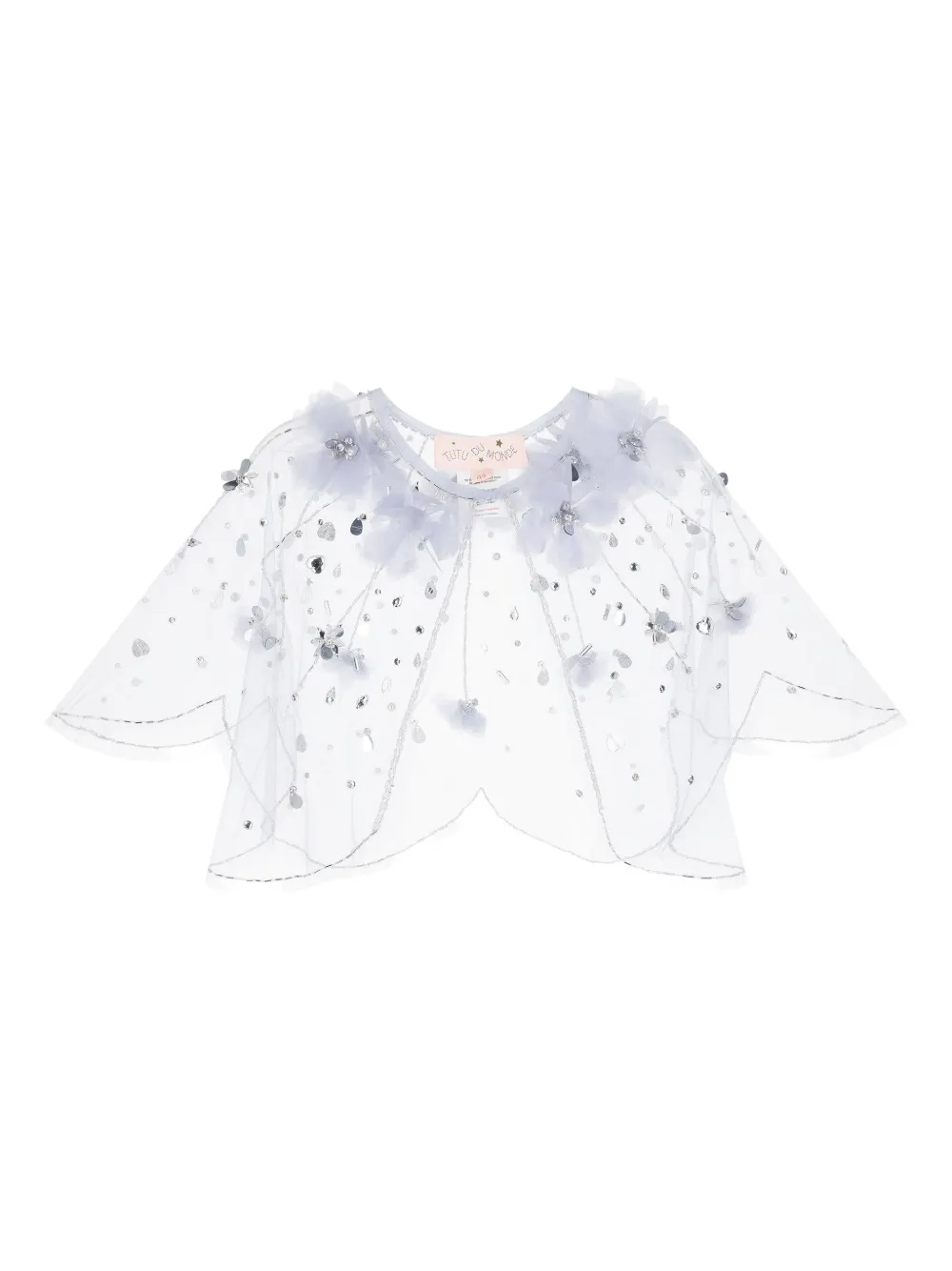 Tutu Du Monde Ramy gewelfde cape verfraaid met bloemen Wit