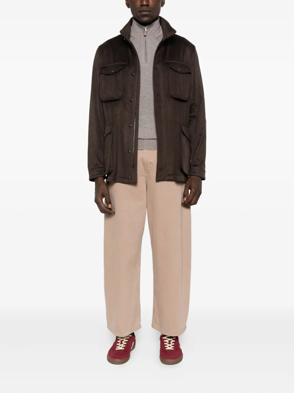 Canali Sweater met rits - Beige
