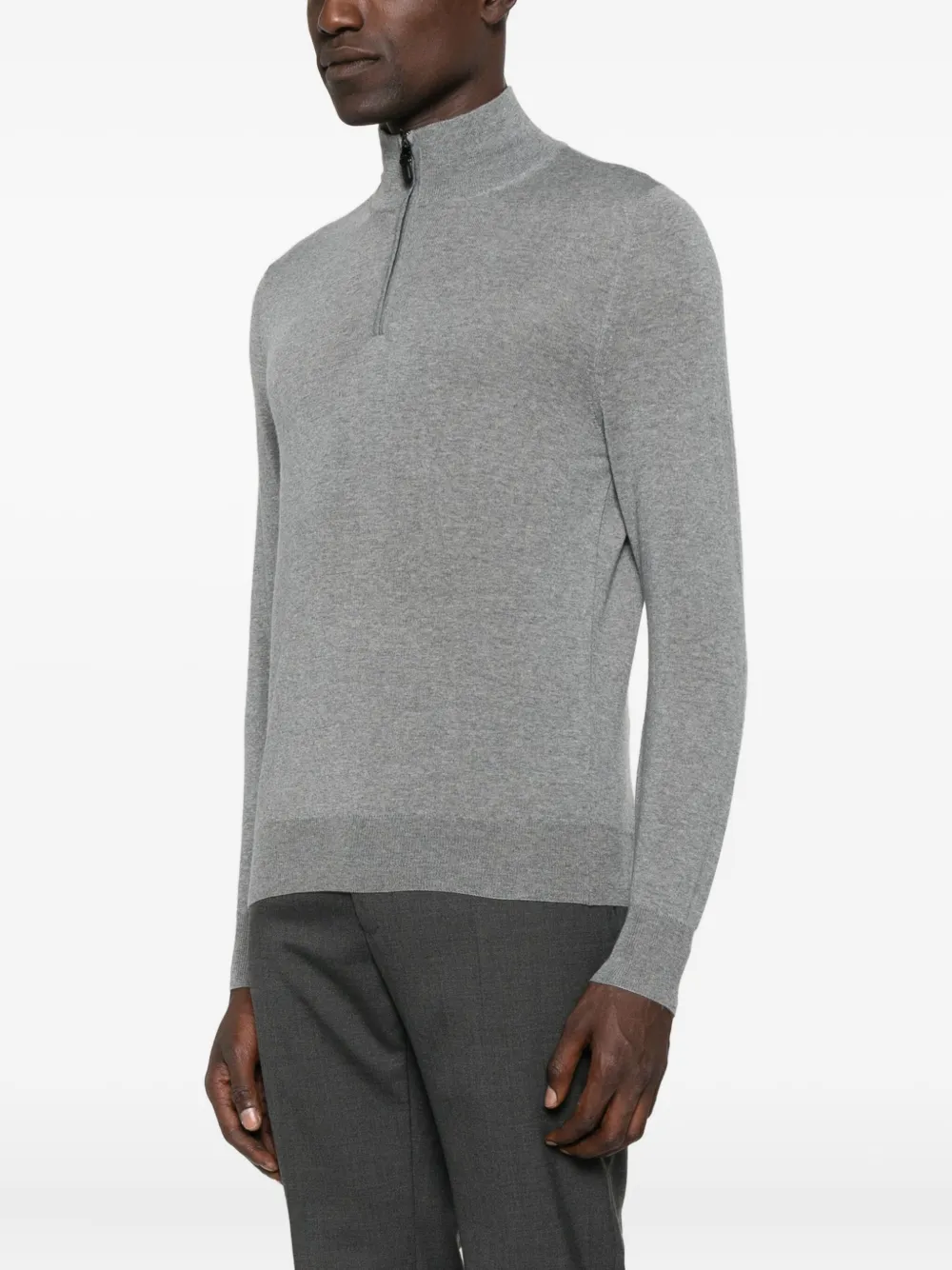 Canali Wollen sweater met rits Grijs