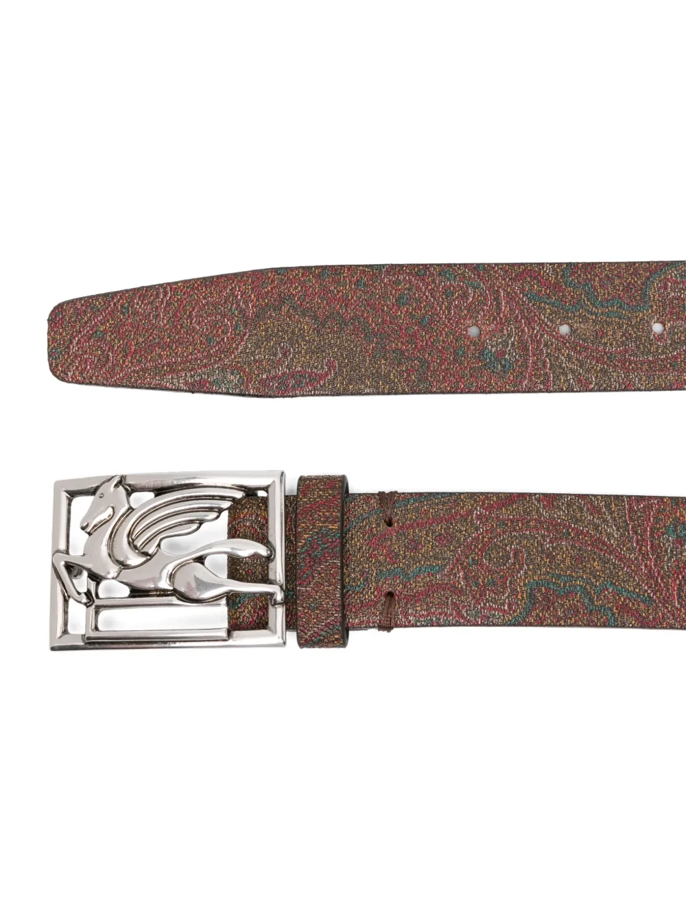 ETRO Leren riem met paisley-print Rood