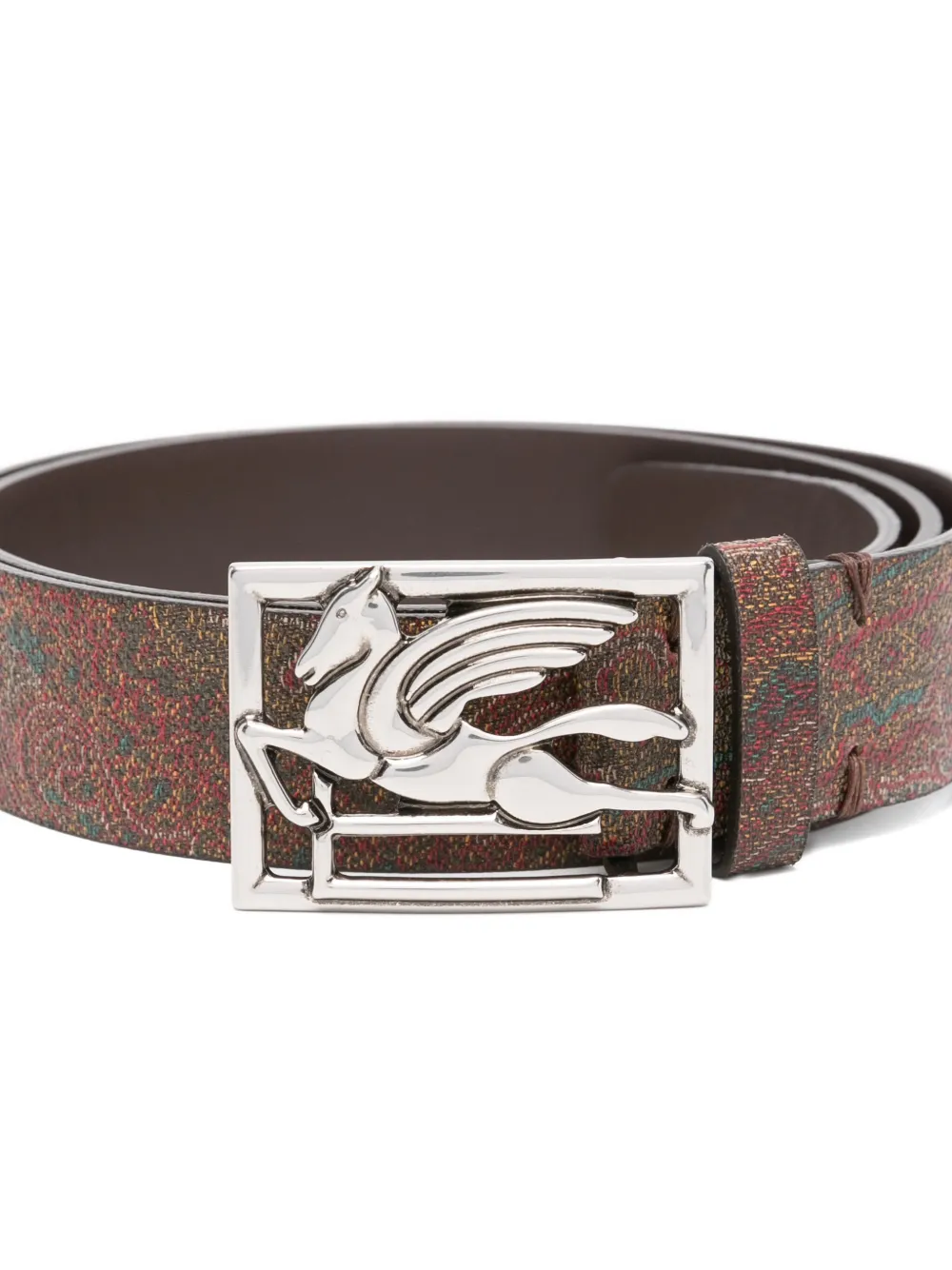 ETRO Leren riem met paisley-print Rood