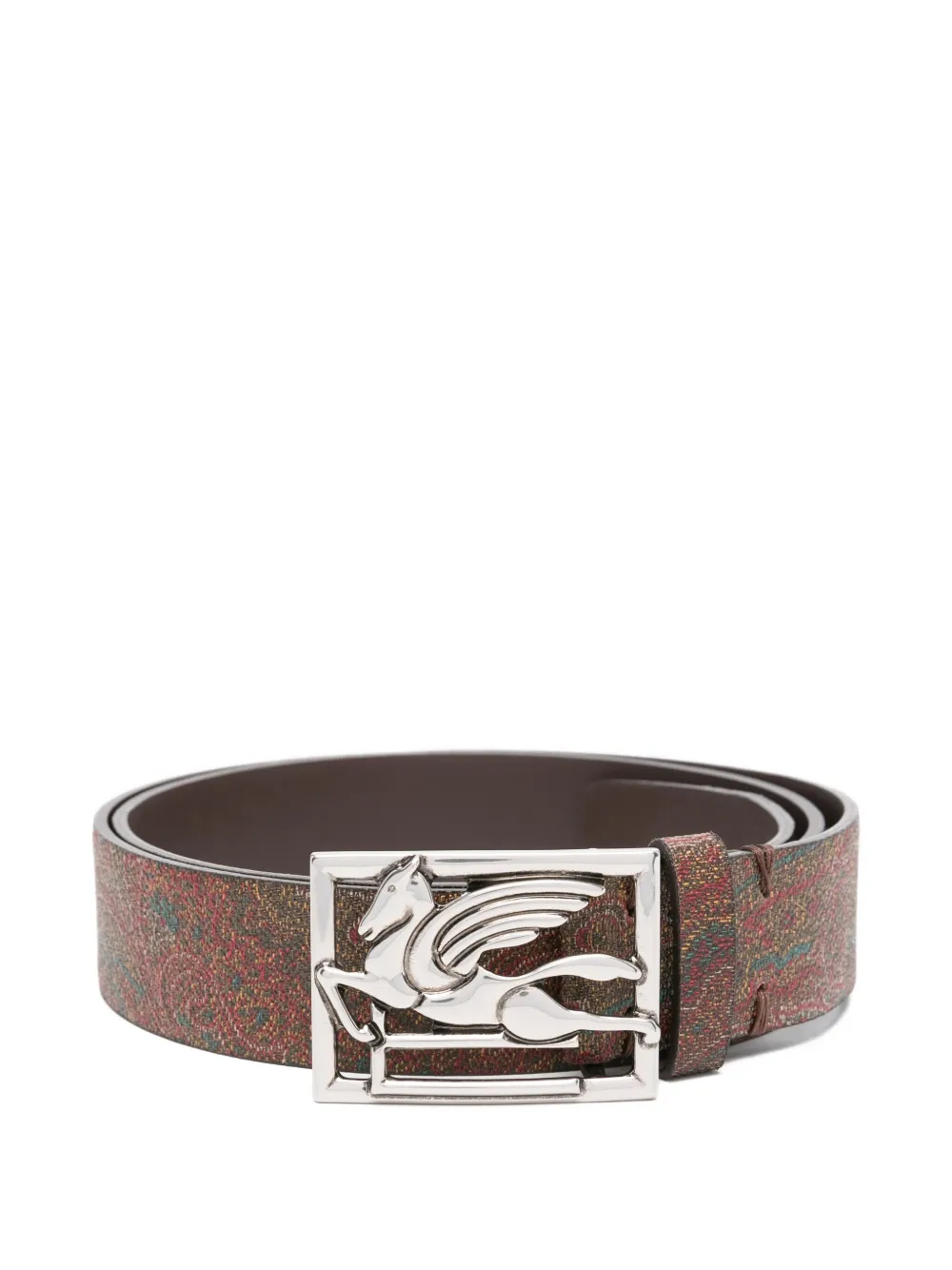 ETRO Leren riem met paisley-print Rood