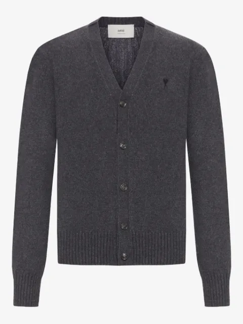 AMI Paris de Coeur monogram button-fastening cashmere cardigan