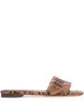 FENDI Sunshine logo-embroidered velvet flat sandals - Brown