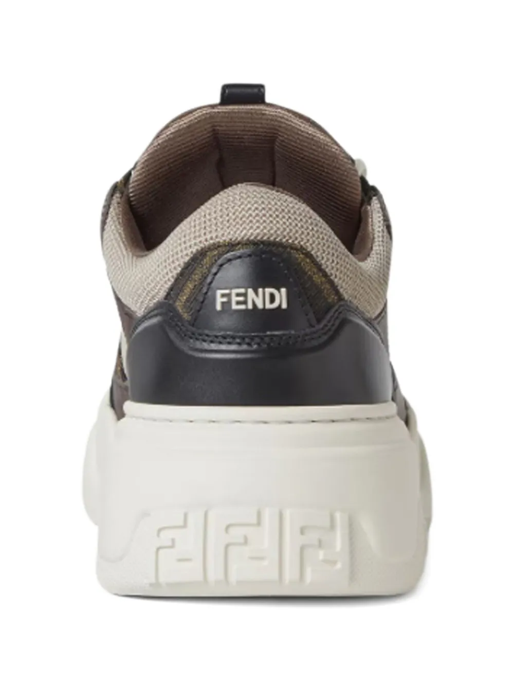 FENDI Force FF-pattern leather low-top sneakers Brown